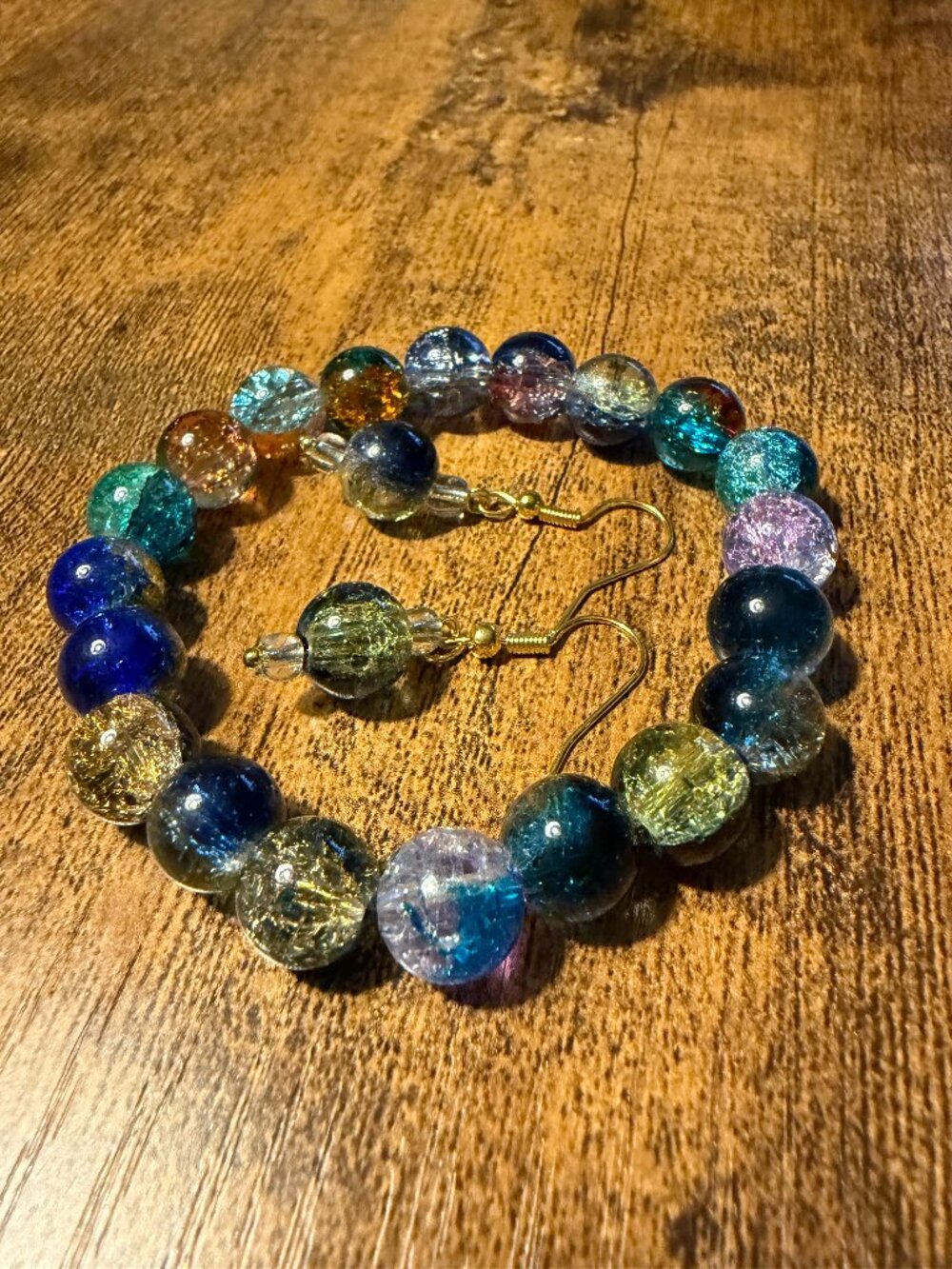 🌌 Cosmic Galaxy Space Glass Bracelet & Coordinated Dangle Earring Suite